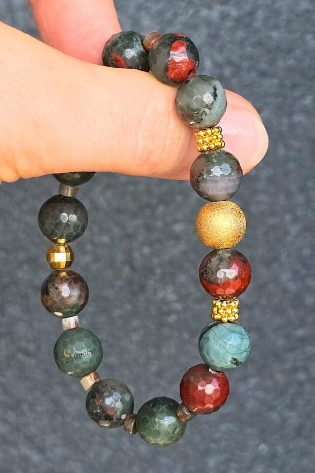 Tomris Kantaşı Doğal Taş Tasarım Bileklik-1 (925 Ayar Gümüş Üzeri 14K Altın Kaplama)