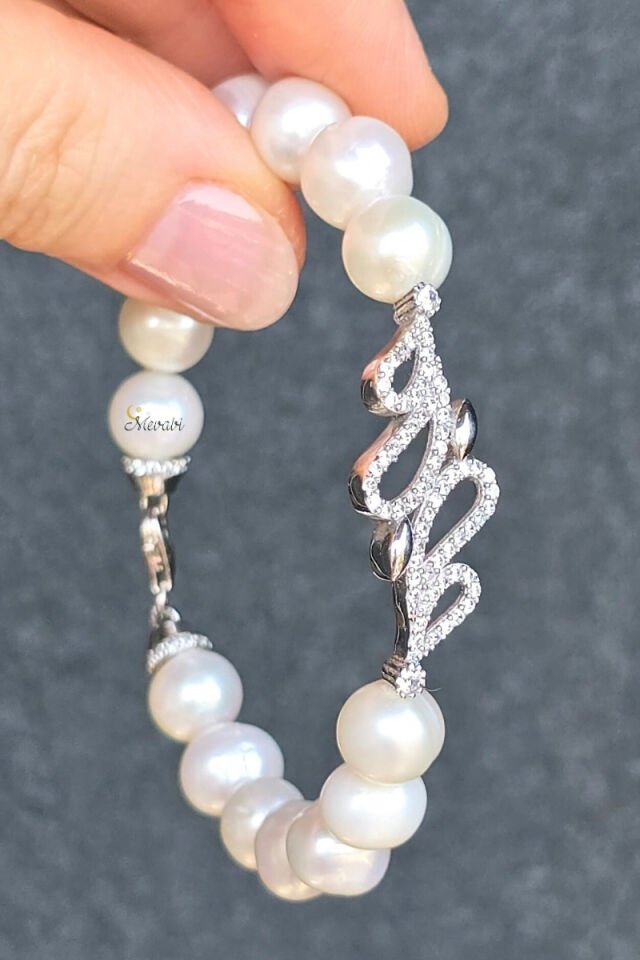 Majori Gerçek İnci Doğal Taş Tasarım Bileklik-4 (925 Ayar Gümüş)