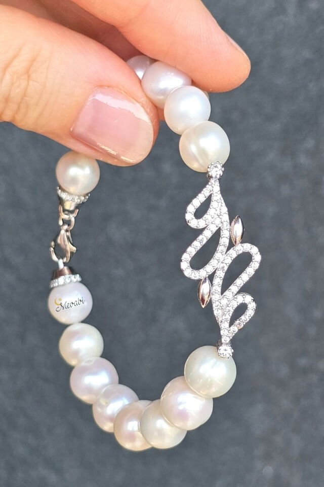 Majori Gerçek İnci Doğal Taş Tasarım Bileklik-4 (925 Ayar Gümüş)