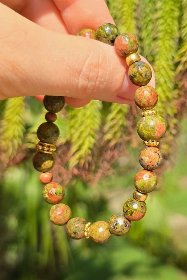 Sidre Unakit Doğal Taş Tasarım Bileklik-2 (925 Ayar Gümüş Üzeri 14K Altın Kaplama)