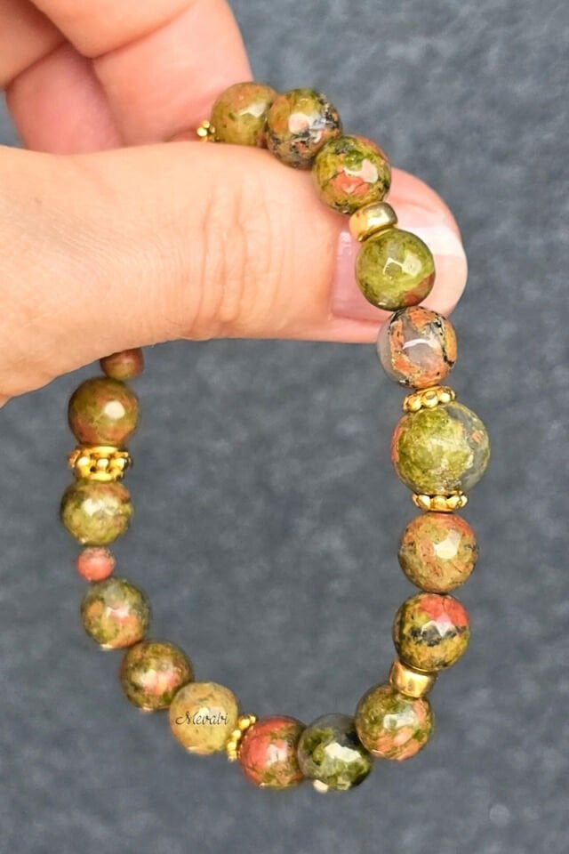 Sidre Unakit Doğal Taş Tasarım Bileklik-2 (925 Ayar Gümüş Üzeri 14K Altın Kaplama)