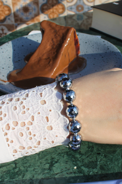 Akay Terahertz Doğal Taş Tasarım Bileklik-1 (Savaroski Taşlı)