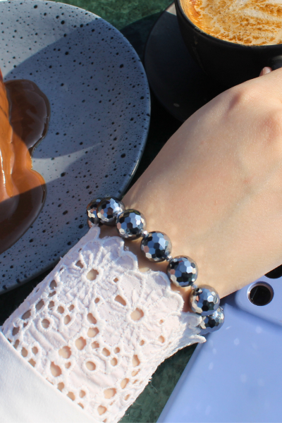 Akay Terahertz Doğal Taş Tasarım Bileklik-1 (Savaroski Taşlı)