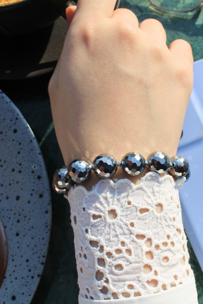 Akay Terahertz Doğal Taş Tasarım Bileklik-1 (Savaroski Taşlı)