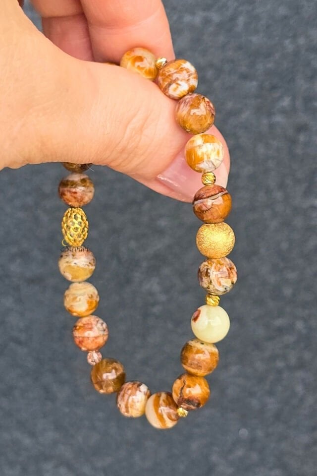 Dilşah Ateş Opal Doğal Taş Tasarım Bileklik-2 (925 Ayar Gümüş Üzeri 14K Altın Kaplama)