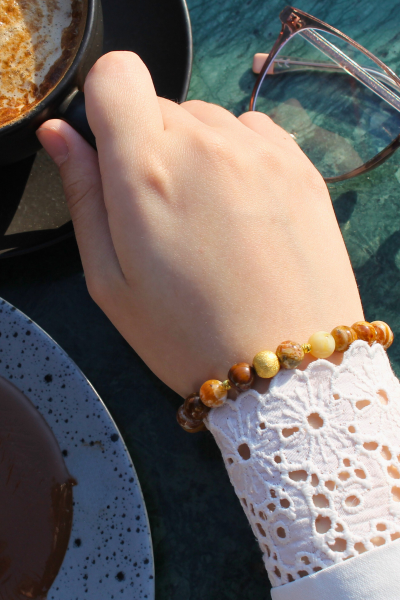 Dilşah Ateş Opal Doğal Taş Tasarım Bileklik-2 (925 Ayar Gümüş Üzeri 14K Altın Kaplama)