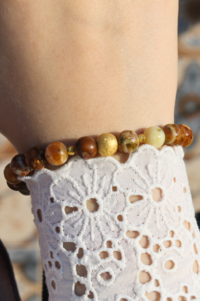 Dilşah Ateş Opal Doğal Taş Tasarım Bileklik-2 (925 Ayar Gümüş Üzeri 14K Altın Kaplama)