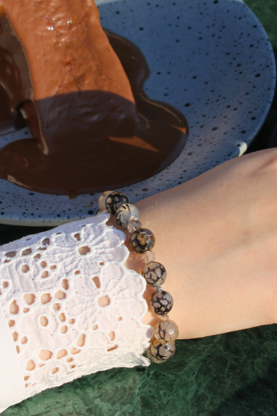 Berra Damarlı Akik Doğal Taş Tasarım Bileklik-2