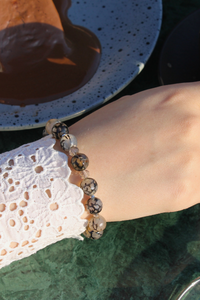 Berra Damarlı Akik Doğal Taş Tasarım Bileklik-2