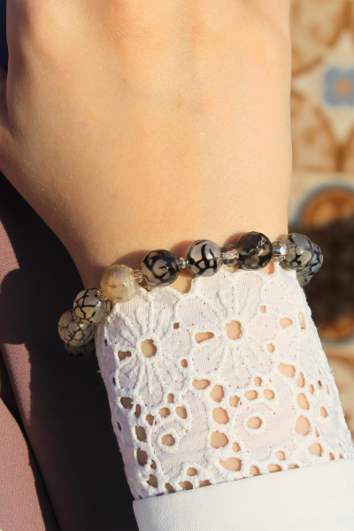 Berra Damarlı Akik Doğal Taş Tasarım Bileklik-2