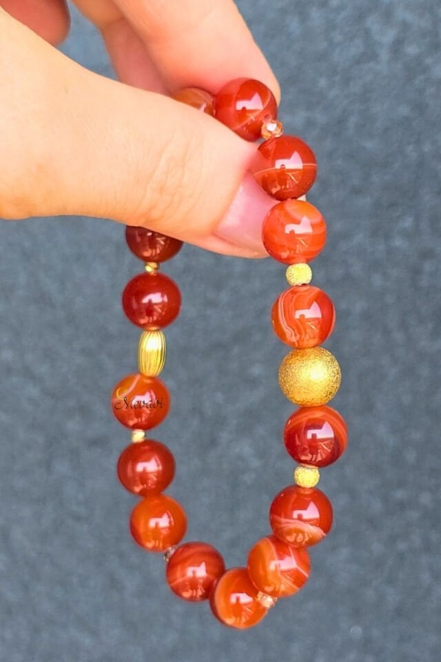 Berra Yemen Akik Doğal Taş Tasarım Bileklik-1 (925 Ayar Gümüş Üzeri Altın Kaplama)