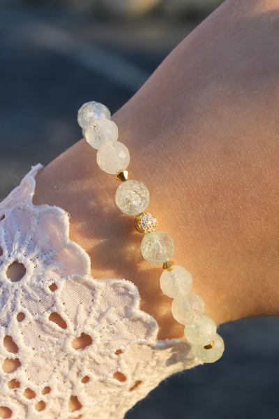 Jolie Topaz Doğal Taş Tasarım Bileklik-1 (925 Ayar Gümüş Üzeri 14K Altın Kaplama)