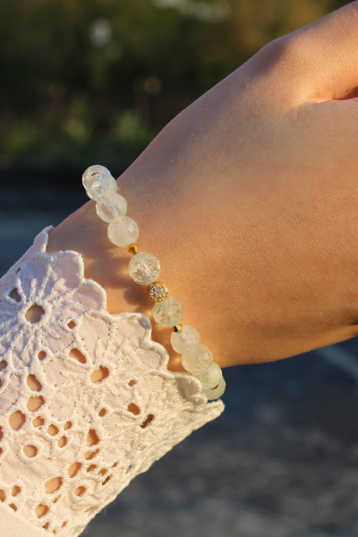 Jolie Topaz Doğal Taş Tasarım Bileklik-1 (925 Ayar Gümüş Üzeri 14K Altın Kaplama)