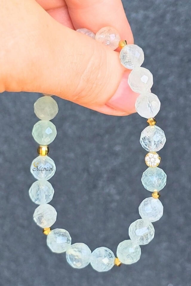 Jolie Topaz Doğal Taş Tasarım Bileklik-1 (925 Ayar Gümüş Üzeri 14K Altın Kaplama)