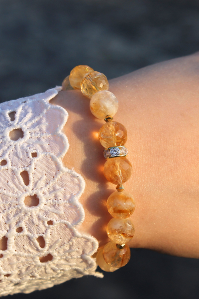 Carine Sitrin Doğal Taş Tasarım Bileklik-1 (925 Ayar Gümüş Üzeri 14K Altın Kaplama)