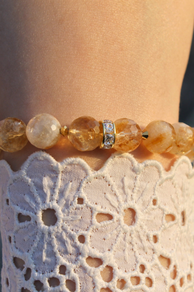 Carine Sitrin Doğal Taş Tasarım Bileklik-1 (925 Ayar Gümüş Üzeri 14K Altın Kaplama)