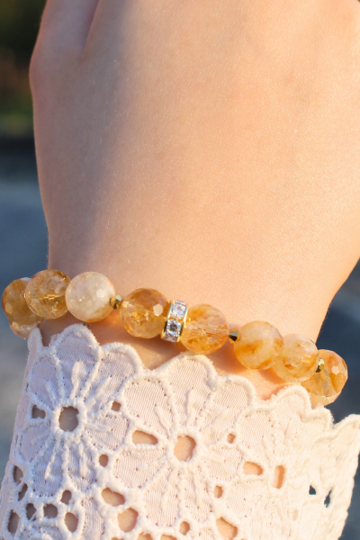 Carine Sitrin Doğal Taş Tasarım Bileklik-1 (925 Ayar Gümüş Üzeri 14K Altın Kaplama)