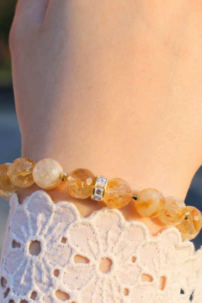 Carine Sitrin Doğal Taş Tasarım Bileklik-1 (925 Ayar Gümüş Üzeri 14K Altın Kaplama)