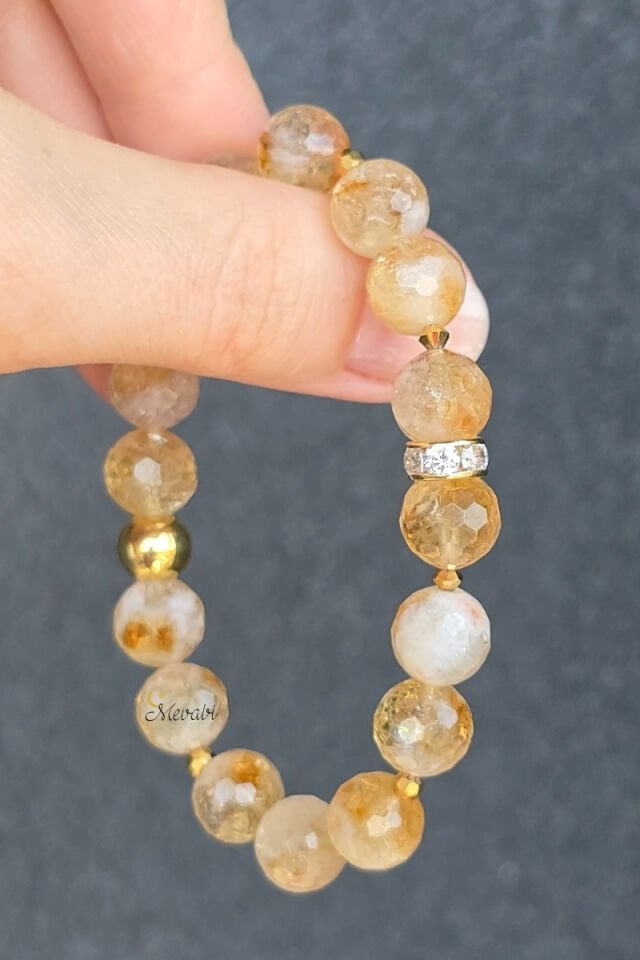 Carine Sitrin Doğal Taş Tasarım Bileklik-1 (925 Ayar Gümüş Üzeri 14K Altın Kaplama)