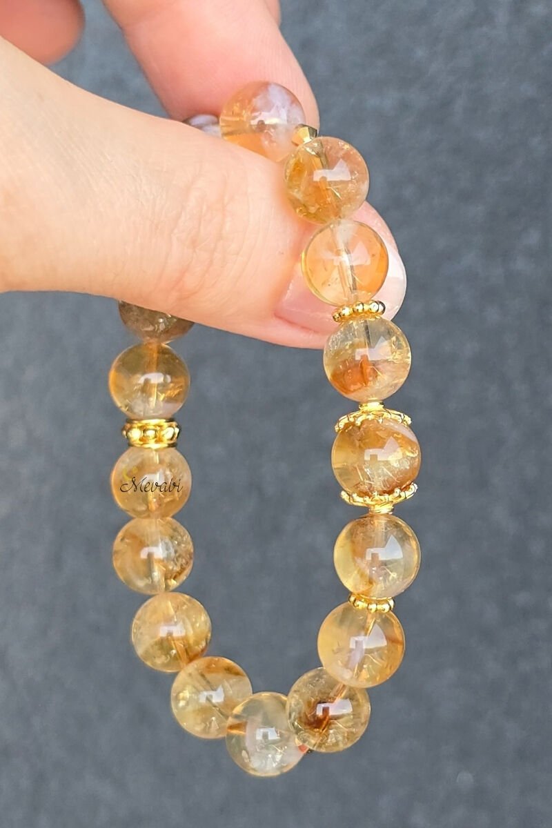 Carine Sitrin Doğal Taş Tasarım Bileklik-2 (925 Ayar Gümüş Üzeri 14K Altın Kaplama)