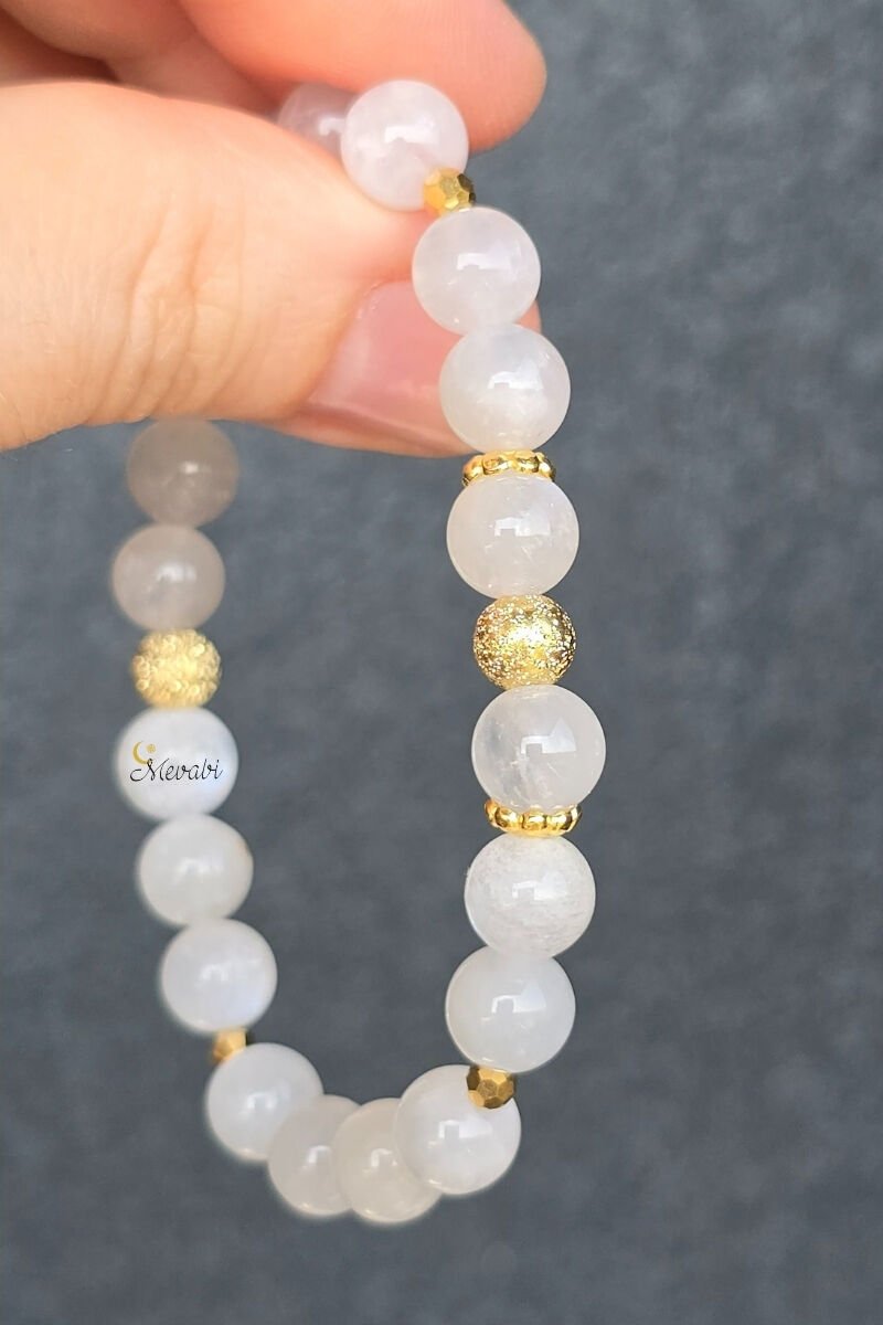 Dilay Aytaşı Doğal Taş Tasarım Bileklik-4 (925 Ayar Gümüş Üzeri 14K Altın Kaplama)