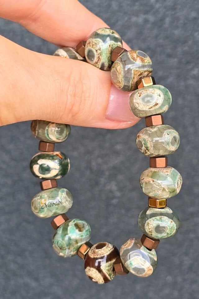 Berra Tibet Akik Doğal Taş Tasarım Bileklik-3