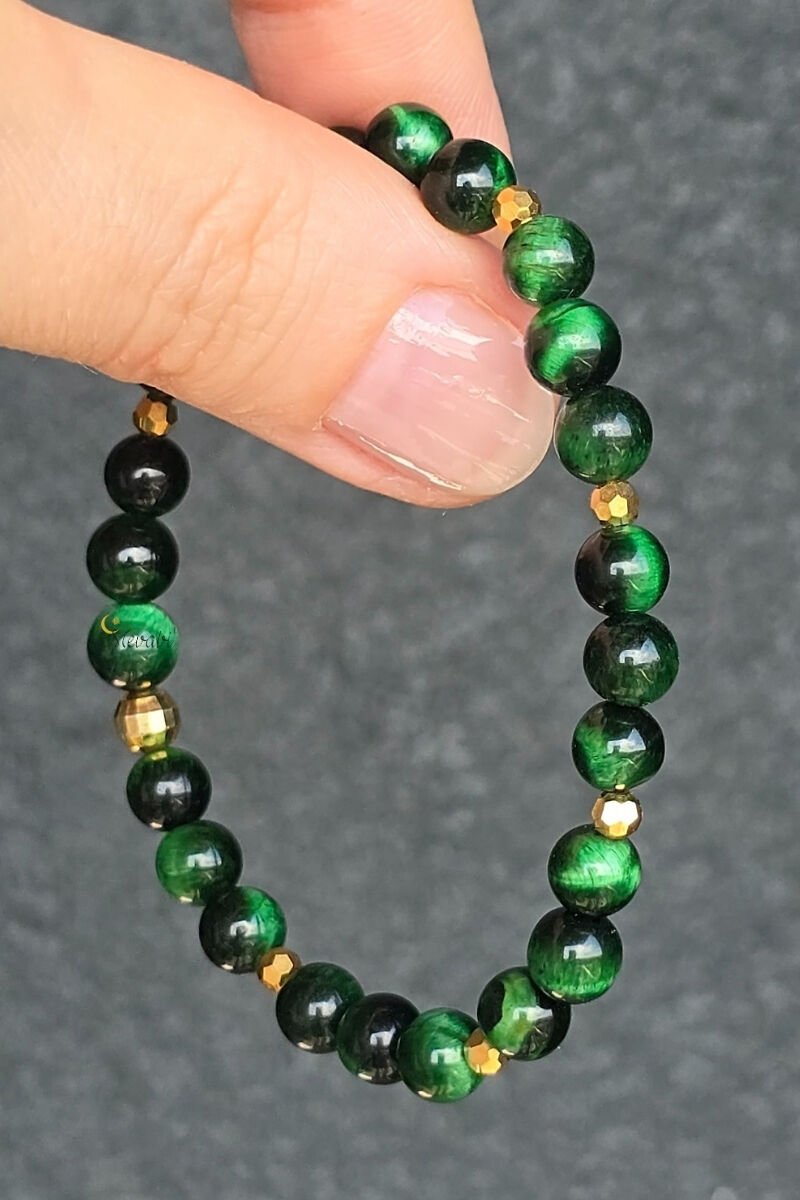 Berşan Kaplan Gözü Doğal Taş Tasarım Bileklik-3 (925 Ayar Gümüş Üzeri 14K Altın Kaplama)