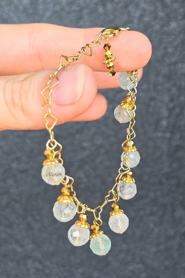 Jolie Topaz Doğal Taş Tasarım Bileklik-3 (925 Ayar Gümüş Üzeri 14K Altın Kaplama)