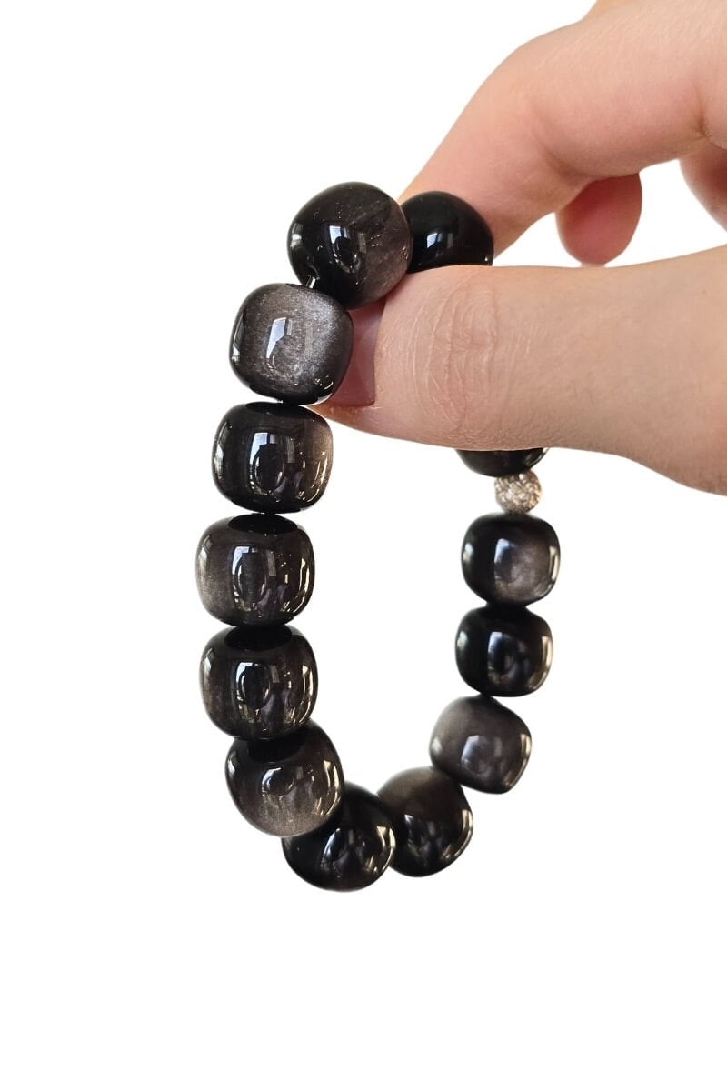 Nicole Obsidyen Doğal Taş Tasarım Bileklik 1 (925 Ayar Gümüş)