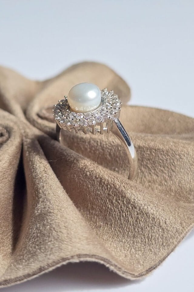 İnci Yüzük - 925 Ayar Gümüş 01