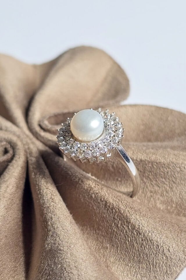 İnci Yüzük - 925 Ayar Gümüş 01