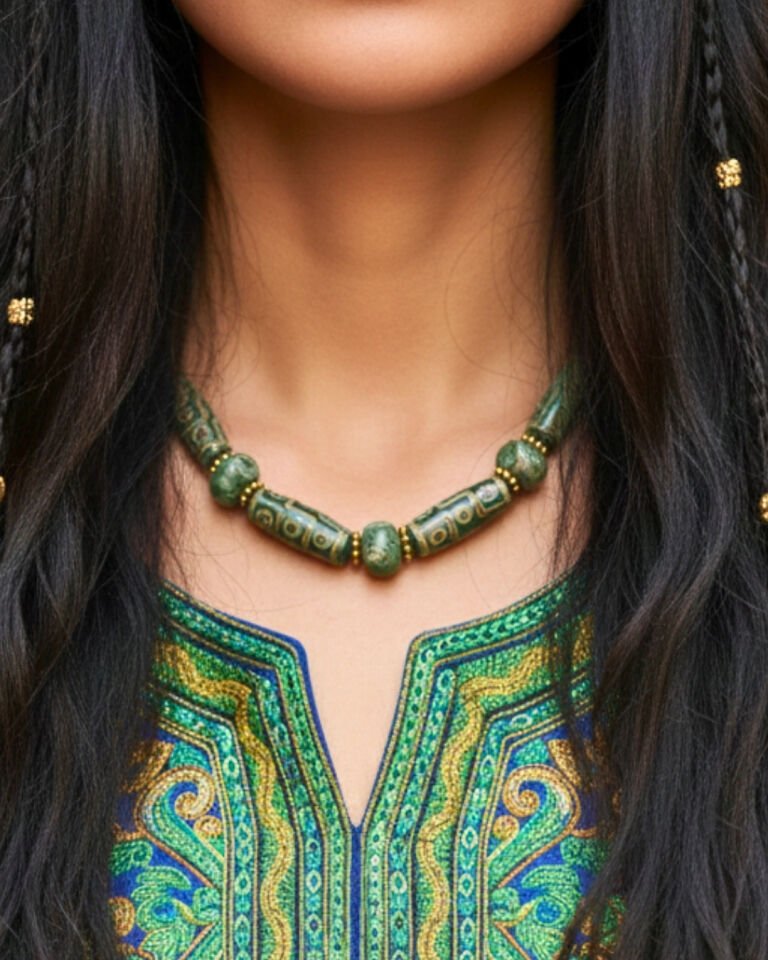 Berra Tibet Akik Doğal Taş Tasarım Kolye (925 Ayar Gümüş Üzeri Altın Kaplama)