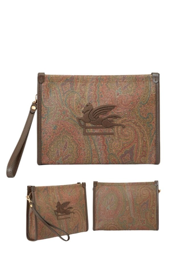 Etro Etnik Desenli Kadın Portföy Clutch Çanta - Kahverengi