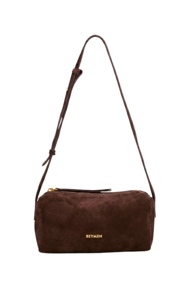 BEYMN Voyage Kadın Süet Omuz Çantası - Koyu Kahverengi
