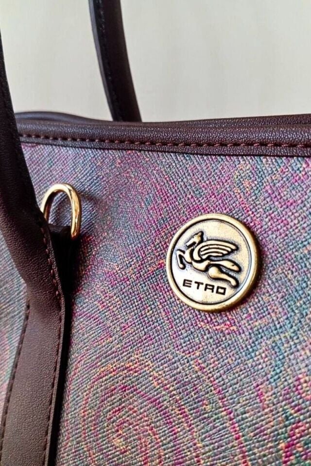 Etnik Desenli El ve Omuz Kadın Çanta - Kahverengi