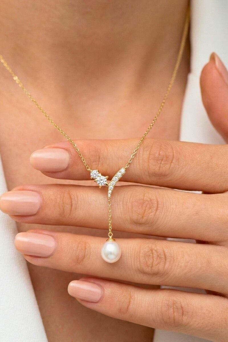 Mevabi Lyra 925 Ayar Gümüş Kolye (Altın Kaplama)