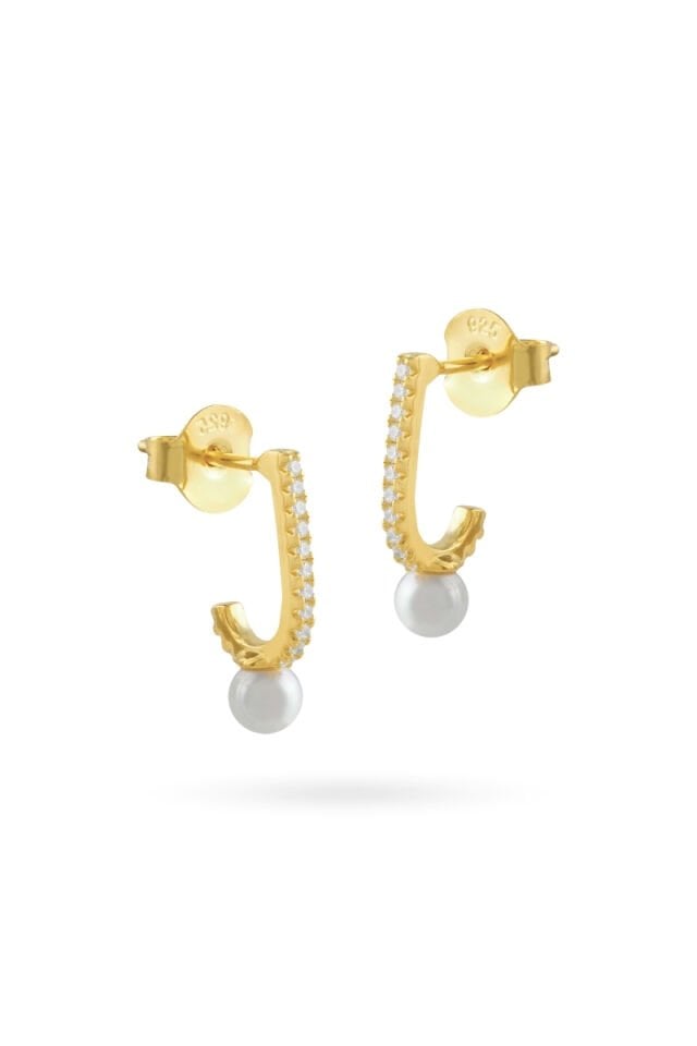 Majori İnci Küpe – 925 Ayar Gümüş Üzeri Altın Kaplama 001