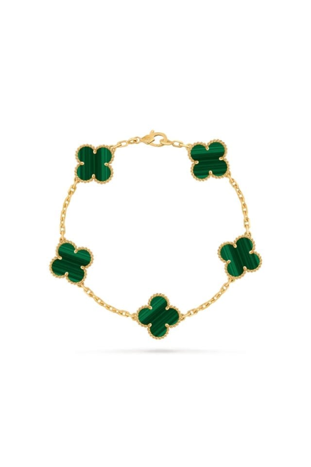 Mevabi 5'li Yonca 925 Ayar Gümüş Bileklik (Altın Kaplama)