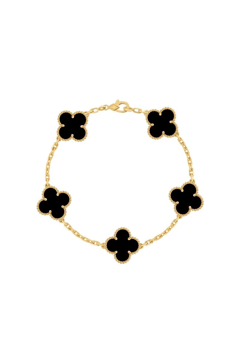 Mevabi 5'li Yonca 925 Ayar Gümüş Bileklik (Altın Kaplama)