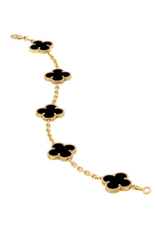 Mevabi 5'li Yonca 925 Ayar Gümüş Bileklik (Altın Kaplama)