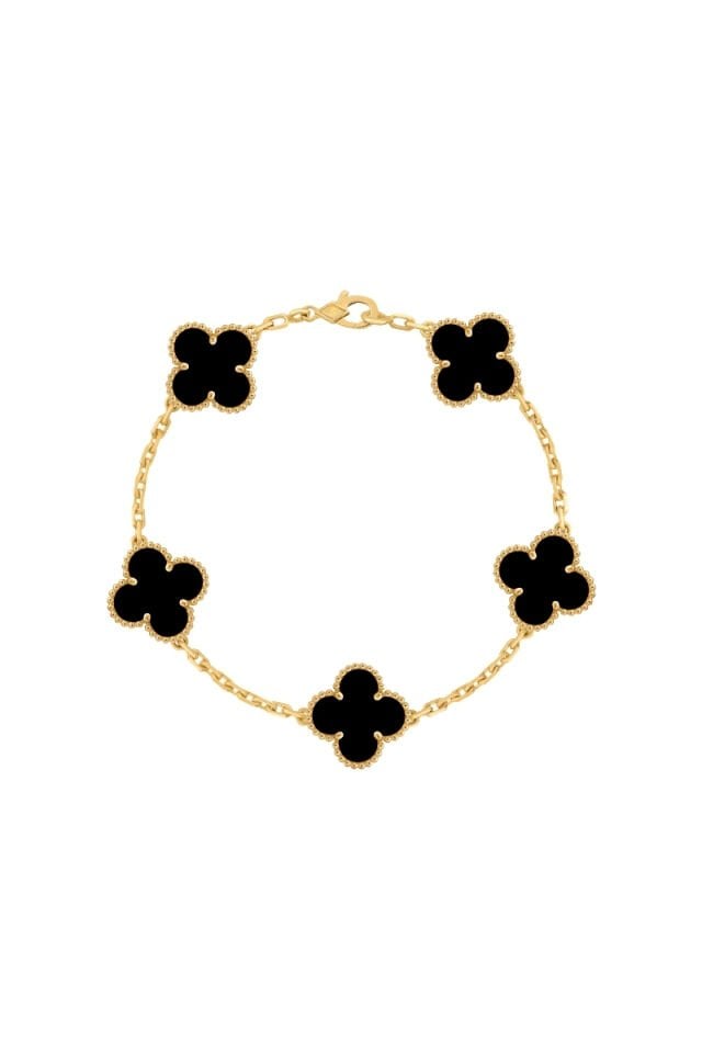 Mevabi 5'li Yonca 925 Ayar Gümüş Bileklik (Altın Kaplama)