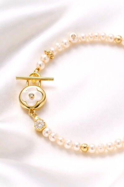 Majori İnci Bileklik (925 Ayar Gümüş Üzeri 14K Altın Kaplama)