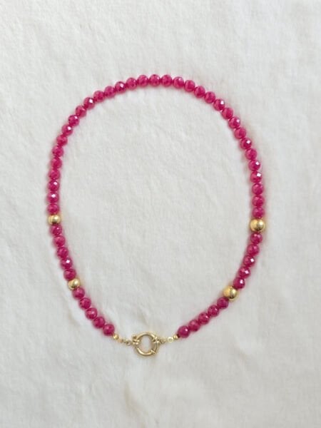 Alanur Rubellit Turmalin Doğal Taş Tasarım Kolye (925 Ayar Gümüş Üzeri 14K Altın Kaplama)